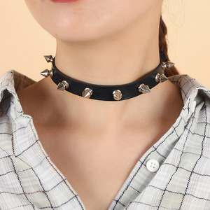 Collar de cuero PU Punk Rock para mujer, Gargantilla gótica Harajuku, Collar con hebilla de remache de plástico, gran oferta - Product Image 1