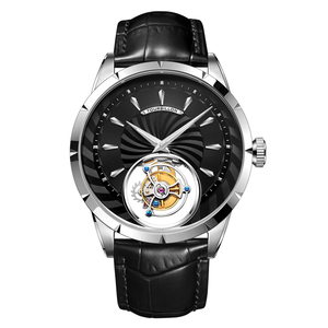 Montre mécanique pour homme AESOP avec tourbillon manuel, mouvement squelette, motif en spirale, acier inoxydable, verre saphir, livraison directe - Product Image 1