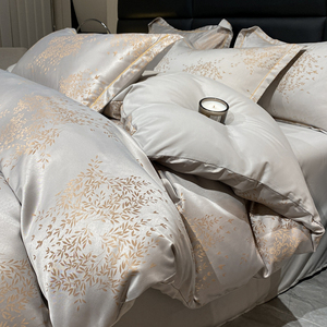 Luxus Baumwolle 4 Stück Baumwolle einfarbig Jacquard Tröster bezug Set Premium Geschenk blatt Bettwäsche Bett bezug Set - Product Image 2