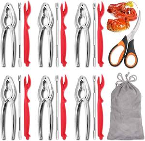 Casse-noix de macadamia Mach comprend 6 craquelins de crabe, 6 décortiqueurs de homard, 6 <span class=keywords><strong>fourchettes</strong></span>/pics à pattes de crabe et 1 ciseaux à fruits de mer et rangement - Product Image 2