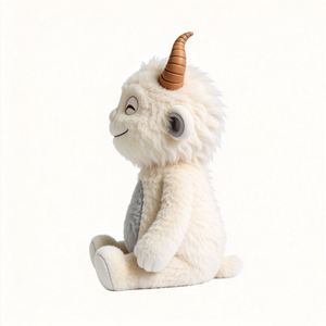 Venta Directa de Fábrica: Peluche de Monstruo Blanco Suave y Esponjoso con Cuernos, Muñeco de Peluche Personalizado de Dibujos Animados Divertidos con Ojos que Parpadean, Peluche de Tamaño Personalizado - Product Image 4