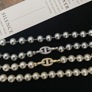 Nuevo Estilo, Collar Largo <span class=keywords><strong>de</strong></span> Perlas Gris Plateado Perfectamente Redondas, para <span class=keywords><strong>Mujer</strong></span>, Moda <span class=keywords><strong>de</strong></span> Alta Gama, Versátil, Ligero, Lujoso y Elegante, <span class=keywords><strong>Cadena</strong></span> para Suéter - Product Image 4