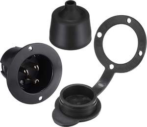 Prise d'Alimentation RV 15 Ampères à Bride 125V, NEMA 5-15 avec Couvercles Avant et Arrière Étanches - Product Image 1