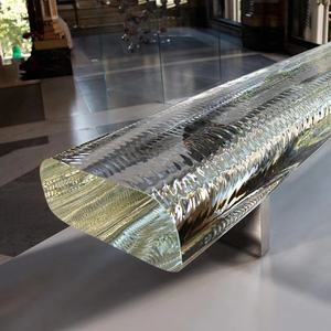 Tabouret en verre de luxe, décoration en cristal, tabouret bas en métal, banc en acier inoxydable, créateur, pilier transparent - Product Image 1