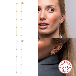 Pendientes de Plata de Ley S925 con Borlas de Cadena y Diamantes Redondos en Forma de Mini Estrella, para Mujer, Oferta de Verano - Product Image 4