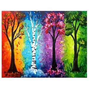 Полноразмерная Алмазная мозаика Ever Instant 5D для творчества, красное, синее, фиолетовое, зеленое дерево, художественное украшение 3F1249