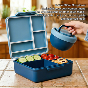 Everich Customized Color Logo Pattern School <strong>Lunch</strong> Bento <strong>Box</strong> 1800ml Kid Plastic Bento <strong>Box</strong> <strong>with</strong> 300ml Soup Bowl Fork Spoon - Product Image 6