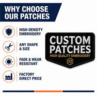 Écussons brodés personnalisés de haute qualité, fabrication OEM, badges à scratch, écussons de moral, vente en gros, conception sur mesure