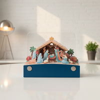 Veilleuse LED 3D en papier découpé Scène de la Nativité, Lampe de bureau décorative, Cadeau de Noël