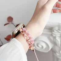 Perlen armband für i Uhr 8 SE Mode Roségold Kette schneller Ersatz 38mm 40mm 41mm Metall armband