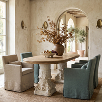 Table à manger européenne, design vintage colonne romaine, table de luxe pour hôtel, villa, restaurant