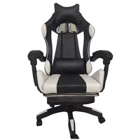 Chaise de jeu de course en cuir PU inclinable pour ordinateur ergonomique Scorpion noir et blanc de haute qualité avec repose-pieds
