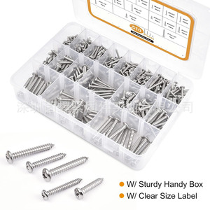 304 Stainless Steel Phillips Head Self Tapping Screw Set 510Pcs Imperial Size Metal Fasteners Grade 2 A2-70 Pan Head - Product Image 5