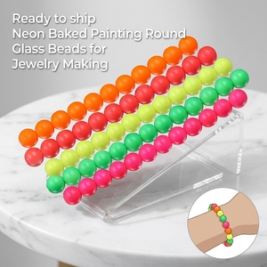 <span class=keywords><strong>Perline</strong></span> di Vetro Rotonde Rosa Neon da 10mm di Fujian, <span class=keywords><strong>Perline</strong></span> di Cristallo Sciolte per Creazione di Gioielli, Braccialetti, Collane e Fai-da-Te - Product Image 1