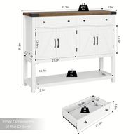 Meilleure Vente : Console de Bar à Café Moderne Style Ferme, 2 Tiroirs, 71 Pouces de Long, Panneau de Bois, pour Salon et Hôtel