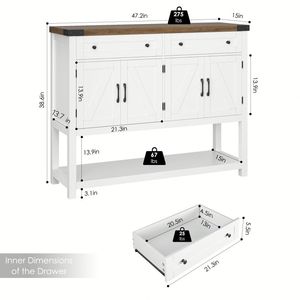 Meilleure Vente - Table <span class=keywords><strong>Console</strong></span> <span class=keywords><strong>de</strong></span> <span class=keywords><strong>Bar</strong></span> à Café Moderne Style Ferme, 2 Tiroirs, 71 Pouces <span class=keywords><strong>de</strong></span> Long, Panneau en Bois, pour Salon et Hôtel - Product Image 5