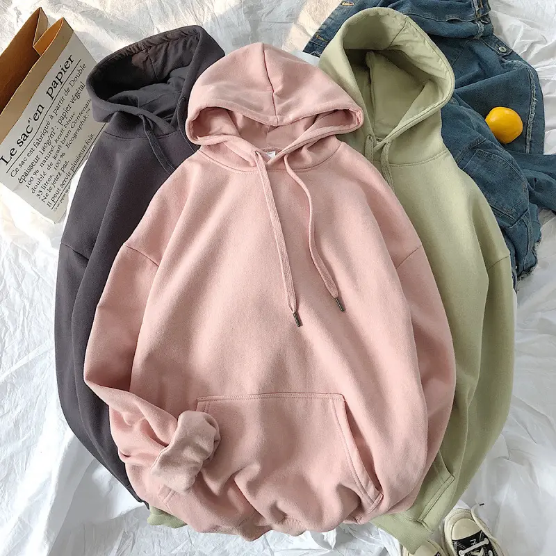 Wholesale High Quality Blank Cotton Pink Hooded Plus Size Pullover Sweatshirt Jogger Plain Oversized Custom Women's Hoodies
