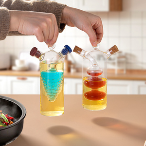 Bouteille d'épices en verre à haute teneur en borosilicate Bouteille d'assaisonnement au <span class=keywords><strong>vinaigre</strong></span> de soja de cuisine domestique Pot d'huile à bouche serrée 2 en 1 - Product Image 4