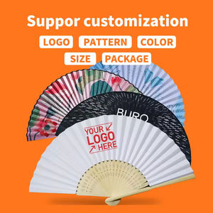 Usine grand bricolage personnalisé imprimé pliant ventilateur pliable bois <span class=keywords><strong>tissu</strong></span> main ventilateur <span class=keywords><strong>en</strong></span> gros bambou Clack ventilateurs pour Sublimation - Product Image 2