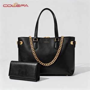 Colefa nuovo Design grande borsa <span class=keywords><strong>nera</strong></span> con cerniera <span class=keywords><strong>borsetta</strong></span> con piccolo portafoglio oro nero borse a mano di lusso per le donne all'ingrosso - Product Image 3