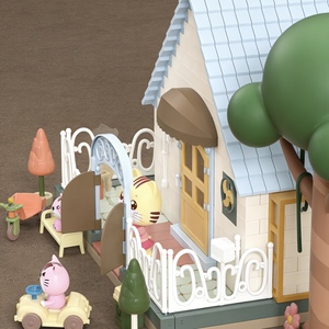 Kit de construction de la maison pour chat Dreamy Cat Village avec intérieur lumineux - Jouet interactif en matériau ABS - Product Image 3