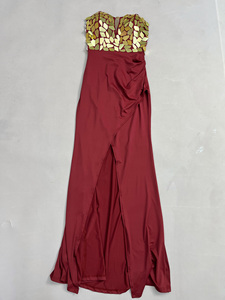 Robes de soirée rouges sans bretelles à paillettes dorées Novance Y5064, robes de luxe pour anniversaire, tenue élégante et sexy pour chanteuse - Product Image 5