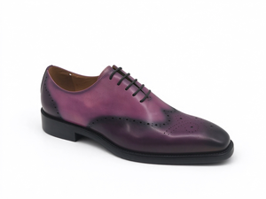 Chaussures habillées Oxford en cuir véritable pour hommes, dégradé violet, à lacets, pour affaires, fêtes et mariages - Product Image 3