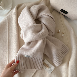 冬用スカーフ100% ウール180 * 30cm無地ニットスカーフ多用途の暖かい女性用スカーフ - Product Image 3