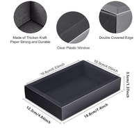 Boîtes à tiroirs kraft rectangulaires noires personnalisées avec fenêtre en plastique PVC recyclable Party Favor et emballage cadeau pour la Saint-Valentin
