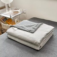 Couette fine rayée en coton de haute qualité, couverture d'été douce et légère, idéale pour la sieste climatisée, couette de lit