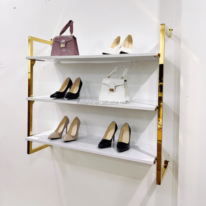 Pronto per la spedizione salvaspazio in acciaio inox a parete borsa espositore a parete montaggio a parete scarpiera scarpe Stand per negozio - Product Image 2