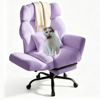 Chaise de bureau exécutive populaire avec accoudoirs réversibles croisés, support lombaire en boucle, pour le travail et l'ordinateur (violet)