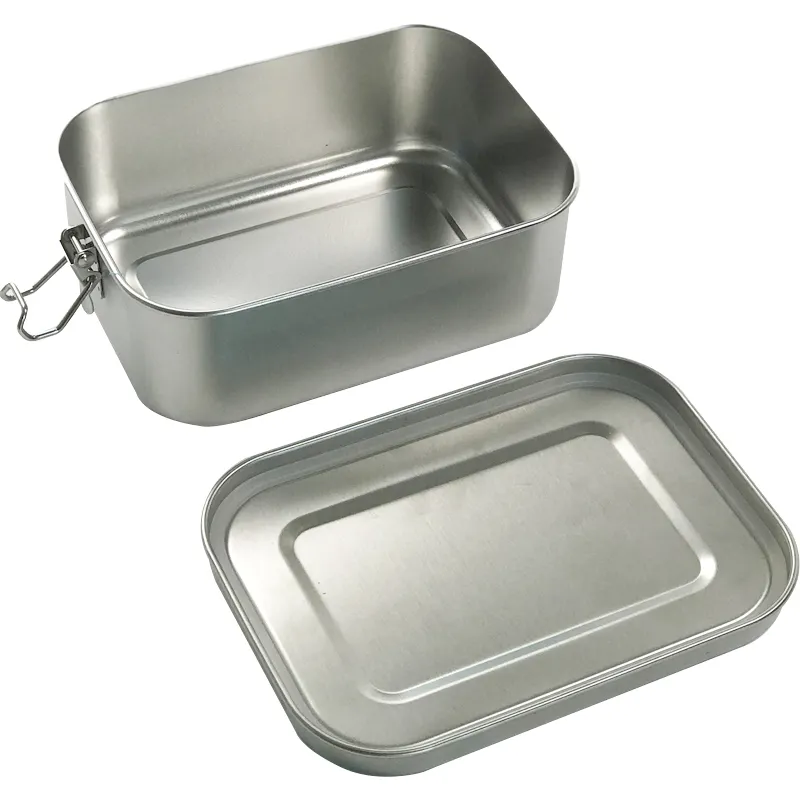 लूला रिसाव सबूत 304 स्टेनलेस स्टील Bento दोपहर के भोजन के बॉक्स ढक्कन के साथ BPA मुक्त धातु कंटेनर