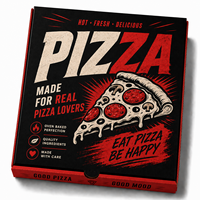 Boîtes à pizza en carton ondulé écologiques et recyclables avec logo personnalisé, imprimées en quadrichromie