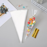 Sachets Coniques Transparents en BOPP Iridescent Durables, Pochettes Triangulaires en Cellophane Arc-en-ciel avec Liens Torsadés pour Bonbons, Popcorn et Fêtes