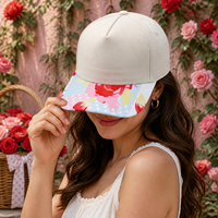 Gorra de Béisbol Personalizada con Cierre a Presión, Estampado Floral de Rosas, Puntos, Visera Curva, Ajustable, Unisex, Estilo Vintage de Verano