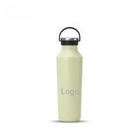 Gourde sportive isotherme en acier inoxydable à surface mate avec poignée en silicone, compatible voiture, bouteille portable