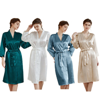 Robe de nuit élégante pour femmes, personnalisée, de luxe, col en V, cordon de serrage, longueur intégrale, 100% polyester, satin doux