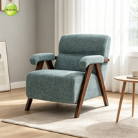 Fauteuil d'appoint en tissu de style rétro, dossier ergonomique rembourré, structure en bois massif robuste pour les espaces de vie intérieurs