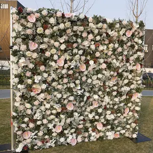 SN-A229 China supplier hand made event party decoration rose backdrop silk artificial flowers wall for decoration