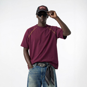 T-shirt da uomo girocollo oversize <span class=keywords><strong>a</strong></span> <span class=keywords><strong>maniche</strong></span> <span class=keywords><strong>corte</strong></span> in cotone 100% da 250GSM, taglio cropped squadrato, spalle scese, tinta unita, stile streetwear estivo - Product Image 3