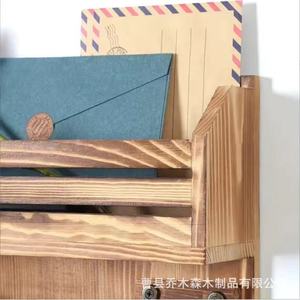 Wooden <b>Wall</b> Mounted Storage Rack Mail Organizer Key Holder Rectangle 2 Layer Multipurpose Office <b>Desk</b> Organization - Product Image 3