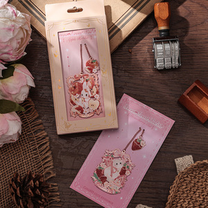 LABON Marcador de Libros de Metal Oro Rosa, Estilo Lolita, Hueco, de Latón, con Dijes Esmaltados, Diseño Kawaii de Gato y Conejo, Regalo de Papelería - Product Image 4