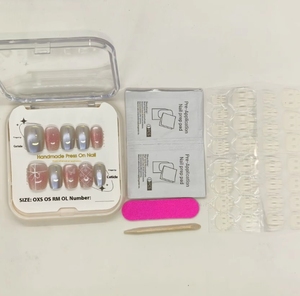 Hyun <span class=keywords><strong>Cha</strong></span> 30ชิ้นเล็บเจลเจลลี่ลายสก๊อตเลเซอร์ผีเสื้อชุบด้วยไฟฟ้าดีไซน์เกราะแบบกึ่งแมนนวลออกแบบลายตารางสี่เหลี่ยมติดทนนาน - Product Image 6