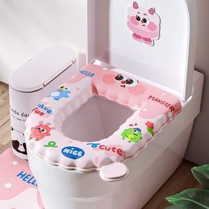 Cubierta de asiento de inodoro EVA para todas las estaciones, resistente a la suciedad, levantador de <span class=keywords><strong>tapa</strong></span> de anillo, cojín de manos no sucias, <span class=keywords><strong>Universal</strong></span> para el hogar, venta al por mayor - Product Image 1