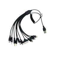 Chargeur de câble universel multi-broches Câble adaptateur USB Cordon filaire 10 en 1 Câble USB rétractable à ressort de retour extensible