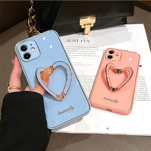 2022 nuova custodia per telefono in TPU placcato in <span class=keywords><strong>oro</strong></span> con supporto per cuore amore per <span class=keywords><strong>iPhone</strong></span> <span class=keywords><strong>11</strong></span> 12 13 Pro Max - Product Image 3