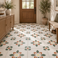 Carreaux de sol antidérapants mats à motif floral vintage 400x400mm pour la cuisine, le café, la salle de bain et l'entrée