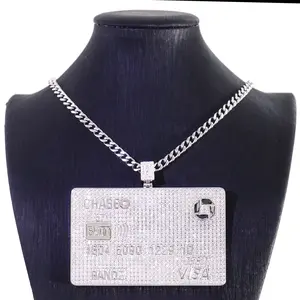 Popular Credit Card Hip Hop Pendent Pass Tester VVS Moissanite Diamond Ice Out 925 Silver Solid 10K 14K 18K Pendant