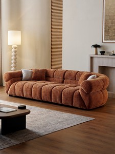 Canapé minimaliste italien <span class=keywords><strong>une</strong></span> <span class=keywords><strong>place</strong></span> en velours chenille caramel, style rétro, <span class=keywords><strong>fauteuil</strong></span> design pour grand salon - Product Image 6